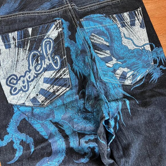 RARE Y2K baggy jeans with a dragon design - Picture 3 of 4